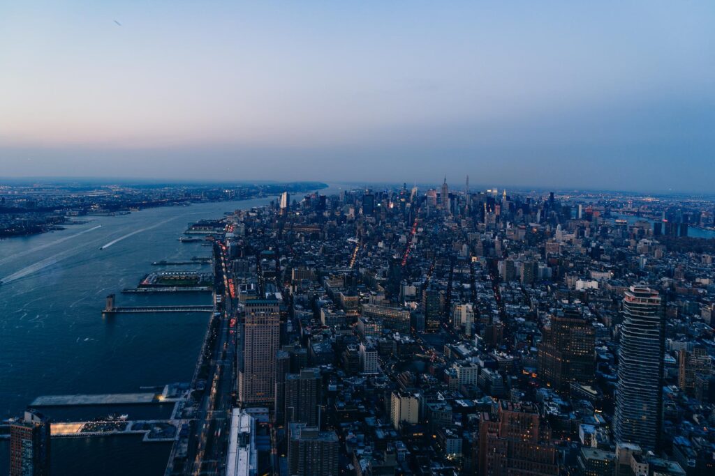 City skyline aerial view