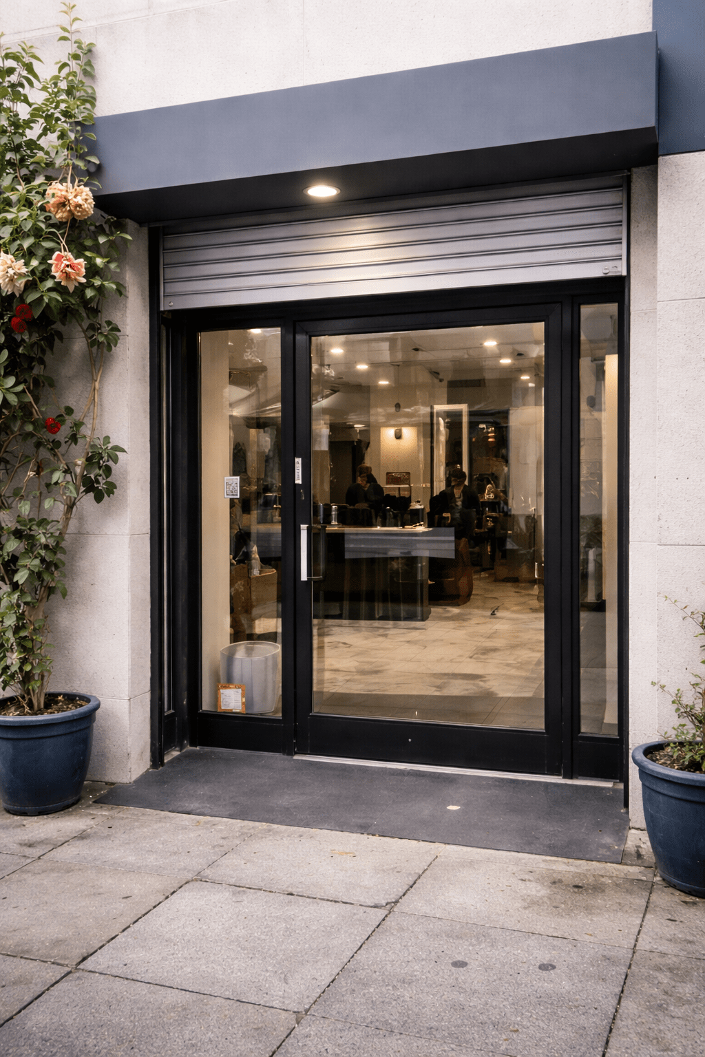 Shop with glass door entrance