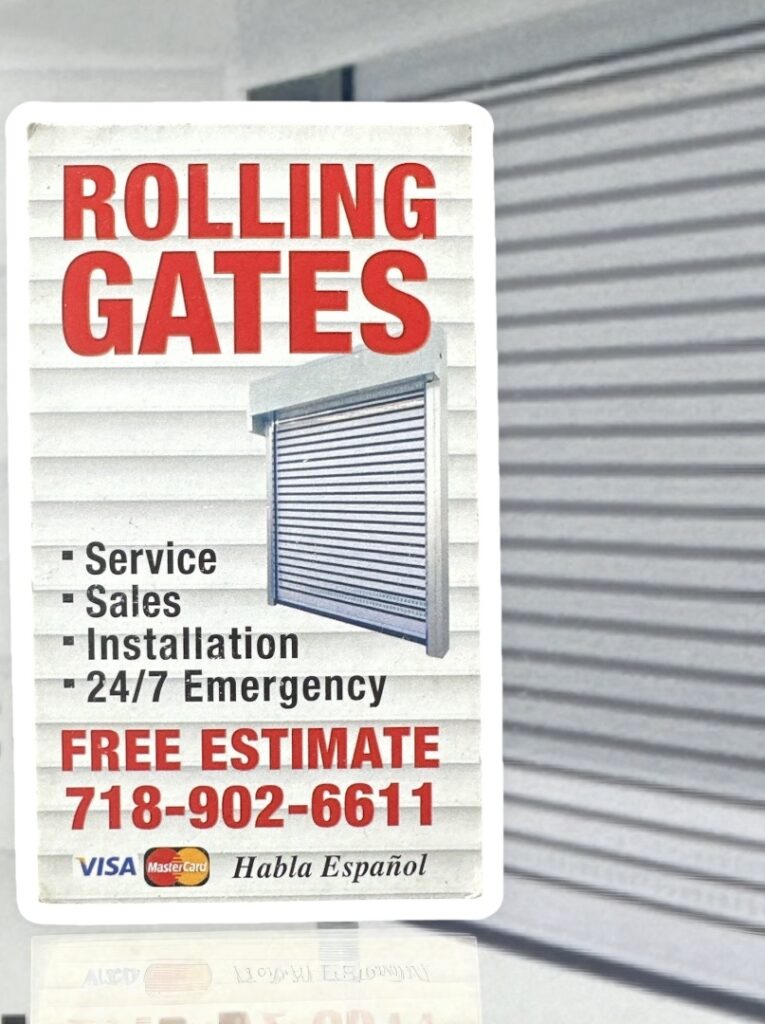 Rolling gate service poster signage