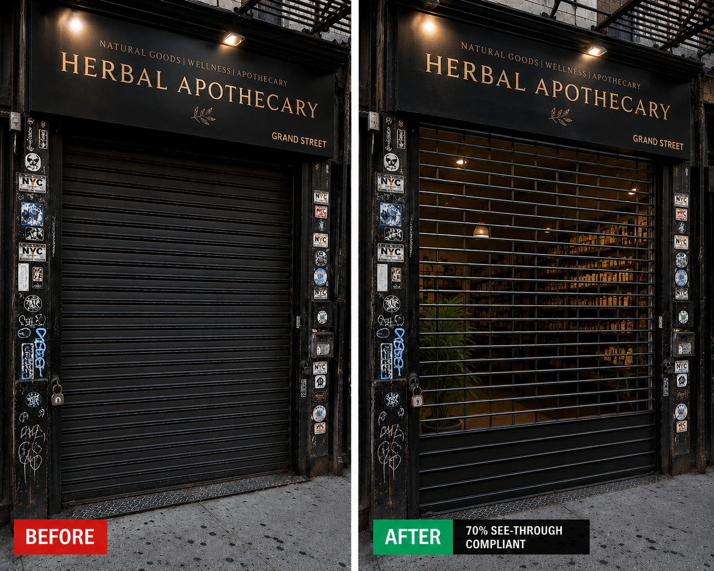 70% see trough storefront gate